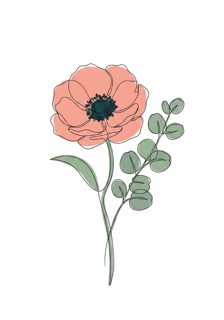 Hand-drawn coral flower